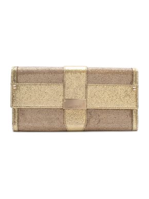 Jimmy Choo Gold Leather & Glitter Clutch