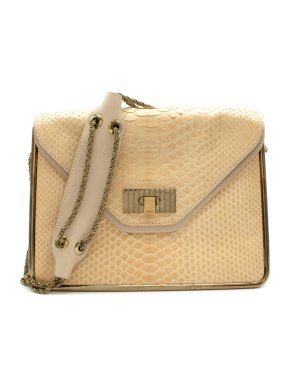 Chloe Cream Python Skin Flap Shoulder Bag