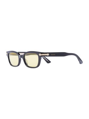 Gucci Black Acetate Yellow Lens Sunglasses