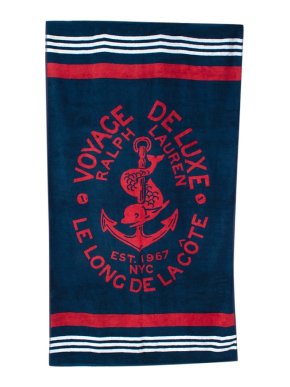 Ralph Lauren Blue Cotton Voyage De Luxe Towel