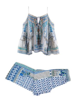 Camilla Salvador Summer Print Drop Shoulder Top & Side Pleat Pants