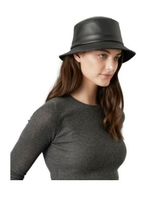 Helen Kaminski Black Oriel Leather Bucket Hat