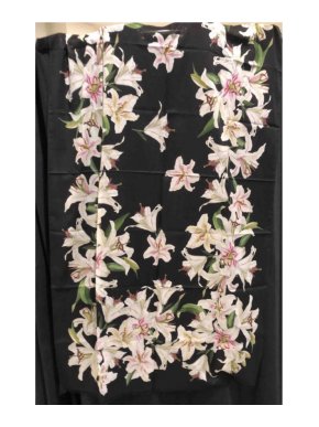 Dolce & Gabbana Black Lily Print Pareo/Scarf