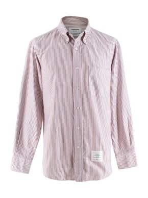 Thom Browne Red & Black Striped Cotton Shirt