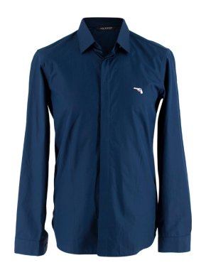 Neil Barrett Blue Gun Embroidered Long Sleeve Shirt