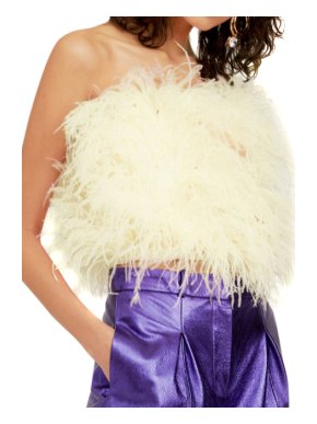The Attico Ostrich Feathers And Pearls Embroidered Top