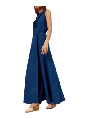 APC Indigo Ruffed Ingrid Maxi Dress