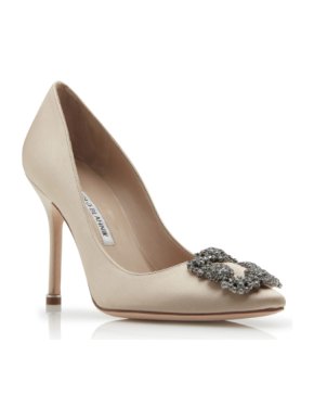 Manolo Blahnik Champagne Satin Hangisi 105mm Pumps