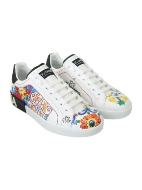 Dolce & Gabbana Tile Print White Sneakers