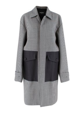 Dsquared2 Black & White Houndstooth Balmacaan Coat