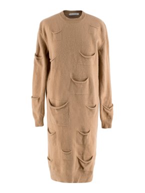 JW Anderson Camel Wool & Cashmere Pocket Details Knit Dress