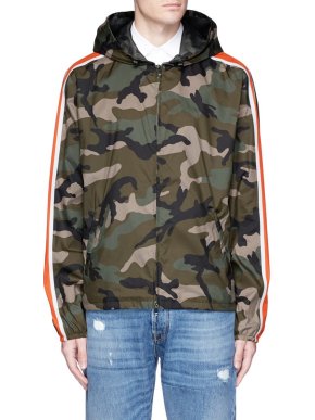 Valentino Green Camouflage Print Windbreaker