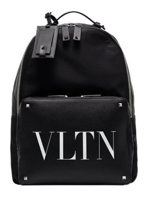 Valentino black leather and fabric backpack