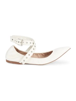 Valentino Love Latch Grometted Ankle Wrap Ballerina Flats