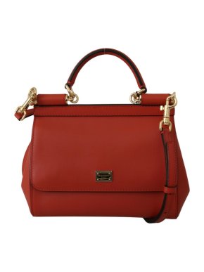 Dolce & Gabbana Red Smooth Leather Sicily Tote Bag