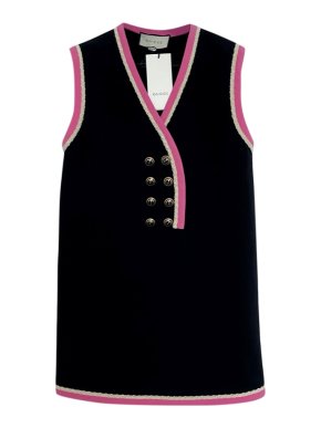 Gucci Black & Pink Cady Sleeveless Shift Dress