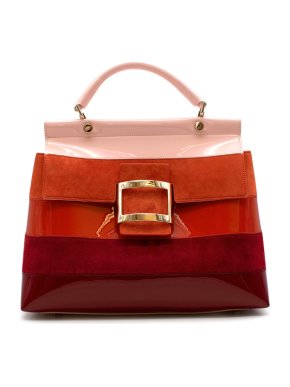 Roger Vivier Orange & Red Stripes Leather Viv' Cabas Small Bag