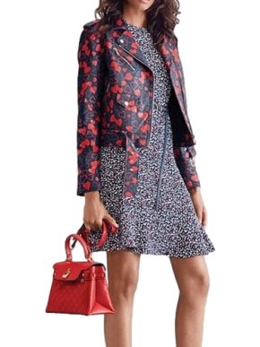Michael Michael Kors Heart Print Leather Jacket