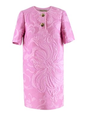 Emilio Pucci Pink Floral Textured Short Sleeve Dress