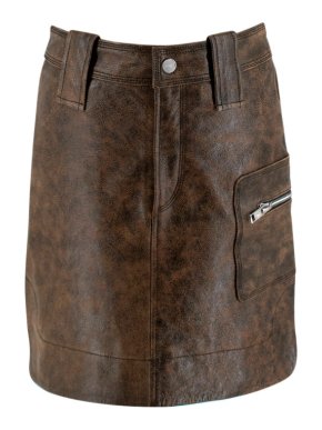 Ganni Distressed Leather Mini Skirt