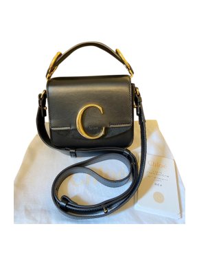 Chloe Black Leather Mini C Top Handle Bag