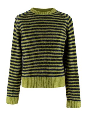 You Must Create Green & Blue Striped Wool Knit Sweater
