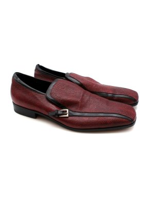 Prada Red Embossed leather Vintage Loafers