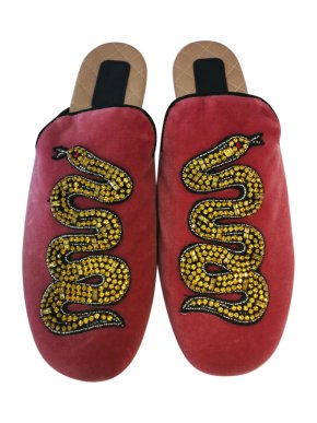 Gucci Pink Velvet Lawrence Slides