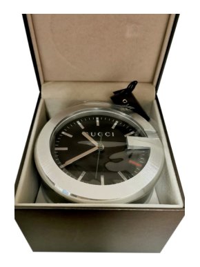 Gucci Chrome Round Desk/Travel Clock