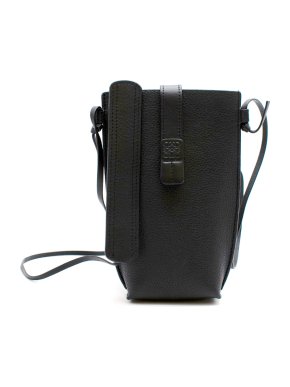 Loewe Black Leather Crossbody Phone Case