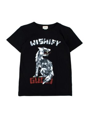 Gucci Black Cotton Wishify Print T-shirt
