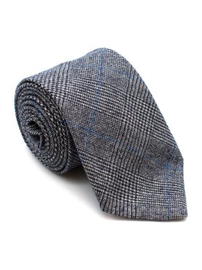 Fox Brothers Grey Checkered Cashmere Blend Tie