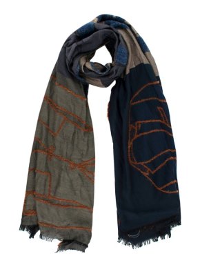 Boglioli Multi Coloured Jacket Print Wool Detailed Men's Scarf