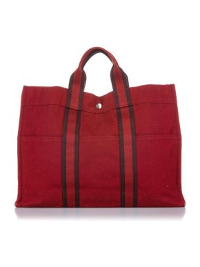 Hermes Red canvas Fourre Tout MM