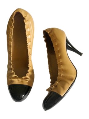 Chanel Bi-Colour Stretch Ballerina Heeled Pumps