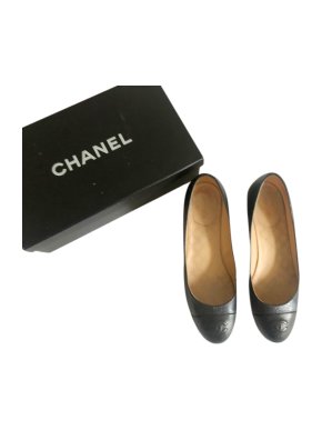 Chanel Black Heeled Leather Loafers