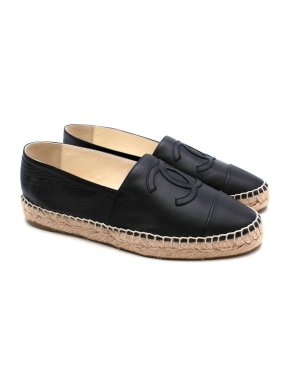 Chanel Black Lambskin CC Espadrilles