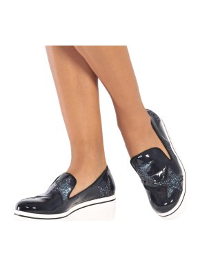 Stella McCartney Blue Patent/Glitter Binx Slip-On Sneakers