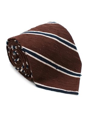 Shibumi Brown & Blue Silk Shantung Tie