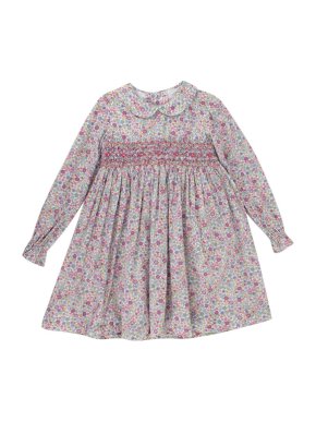 La Coqueta Pink Floral Smock Embroidery Dress