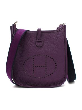 Hermes Ultraviolet Taurillon Clemence Leather Mini Evelyne Bag PHW