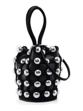 Alexander Wang Roxy Black Leather Mini Cage Bucket Bag