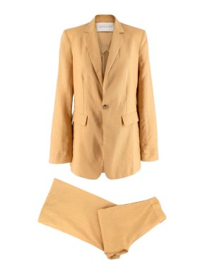 Asceno Azores Mustard Linen Blazer and Rivello High-Rise Trouser