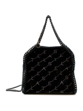 Stella McCartney Falabella Mini Crystal Monogram Velvet Tote Bag