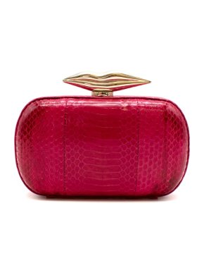 Diane Von Furstenberg Pink Snakeskin Flirty Clutch