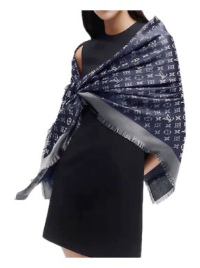 Louis Vuitton Blue Nuit Monogram Shine Shawl