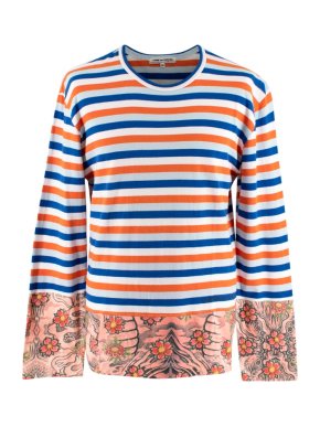 Comme des Garcons Long-Sleeve Blue & Orange Striped Top