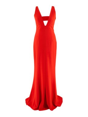 Intermix Keegan Gown Deep V -Neck Red Dress