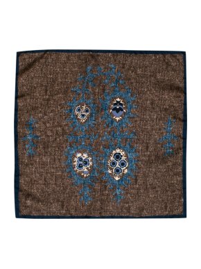 Boggi Brown & Blue Floral Silk Handkerchief