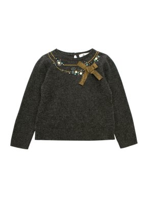 Bonpoint Dark Grey Embellished Cashmere Sweater